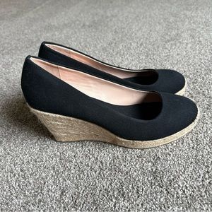 NEW J Crew Seville espadrille wedges in canvas 9.5 Black Tan